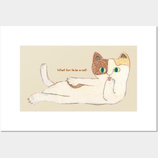 What fun to be a cat? Looks like child's drawing. Through children's eyes Posters and Art